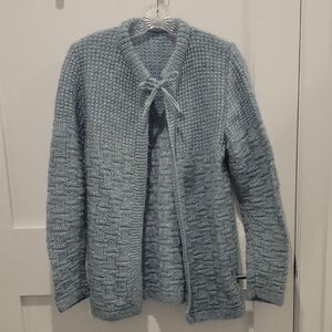 Women's Textured Knit Sweater Light Blue Handmade